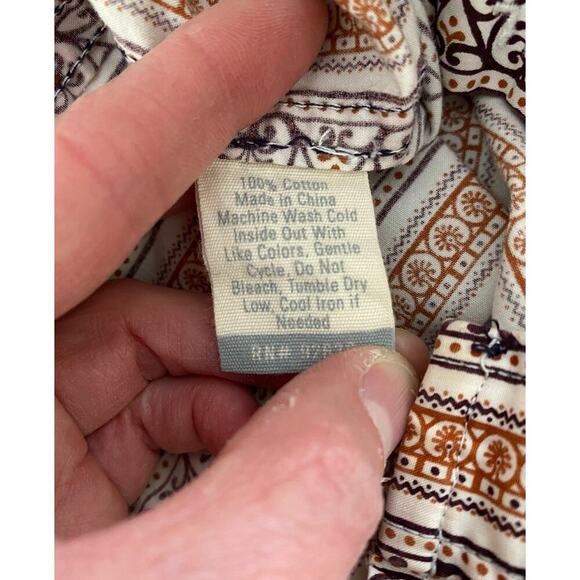 Fossil Men's Size M Vintage Fit Brown Striped Pearl Snap Front Western Shirt - Picture 7 of 7